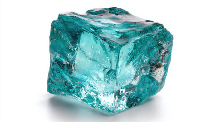 A blue crystal is sitting on a white background. The crystal is large and has a smooth surfaceの素材
