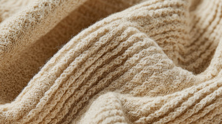 Close-up view of a soft beige fabric that showcases intricate textures and patterns. Natural light enhances the inviting feel ideal for home decor projects or fashion design.の素材