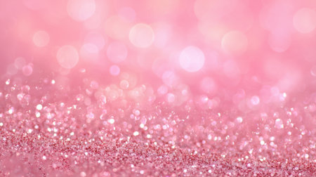 A vibrant pink surface is covered in sparkling glitter particles creating a joyful and enchanting background perfect for parties or creative designs.の素材