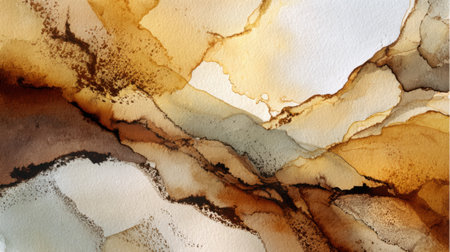 Stylized abstract artwork displays a harmonious blend of warm browns, creams, and earth tones. The gentle flow and textured layers create a calming visual effect suitable for various settings.の素材