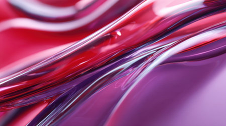 Bright colors flow together in waves creating a dynamic composition. Light reflects off the smooth surfaces highlighting the curves and shapes of the design.の素材