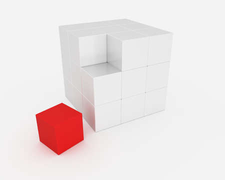 Abstract cube assembling from blocksの写真素材