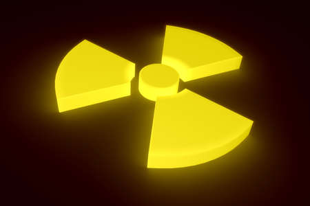 3D rendering of yellow glowing radioactive sign.の写真素材