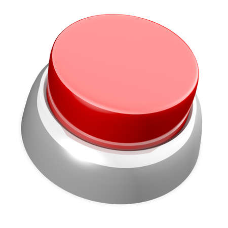 Red button over white background. It's a 3D rendering.