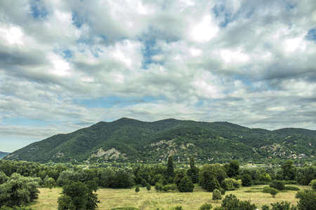The mountain on the riverside of the Danubeの写真素材