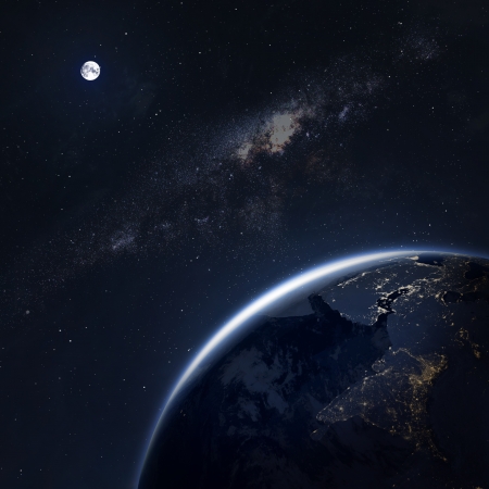 Earth with the rising sun.の写真素材