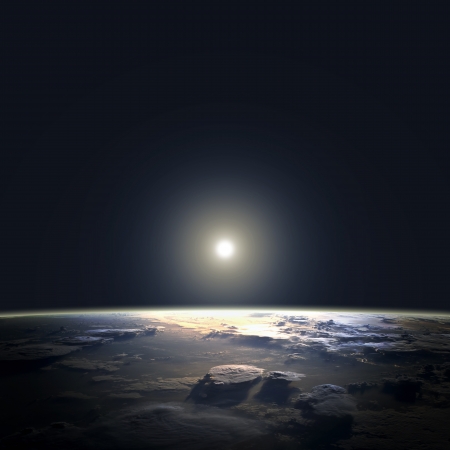 View of earth and sun from space orbit. Elements of this image furnished by NASAの写真素材