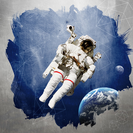 Astronaut in outer space modern art. 