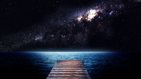 Sea at night. Elements of this image furnished by NASAの写真素材