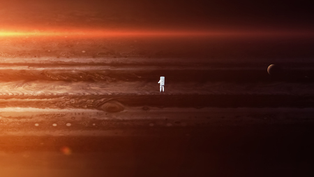 Astronaut alone in deep space. 