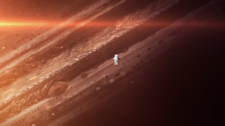 Astronaut alone in deep space. の写真素材