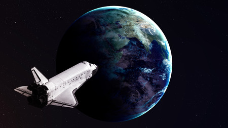 Space shuttle taking off on a mission. の写真素材