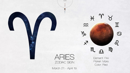 Zodiac sign - Aries. Cool astrologic infographics. の写真素材