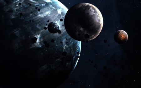 Planets over the nebulae in space. This image elements furnished by NASA
