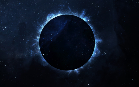 Solar Eclipse Above a Nebula. Elements of this image furnished by NASA