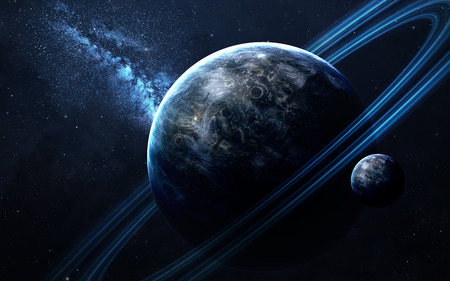 Universe scene with planets, stars and galaxies in outer space showing the beauty of space...