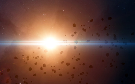 Infinite space background with nebulas and stars.の写真素材