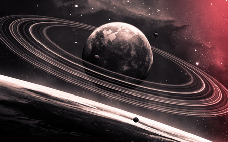 Universe scene with planets, stars and galaxies in outer space showing the beauty of space exploration.の写真素材