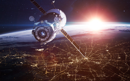 Infinite space background with nebulas and stars.の写真素材