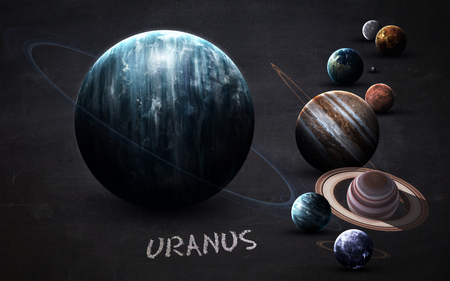 Uranus - High resolution images presents planets of the solar system on chalkboard.の写真素材
