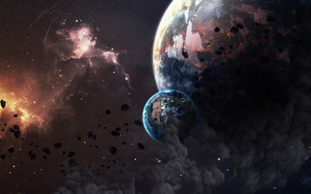 Universe scene with planets, stars and galaxies in outer space showing the beauty of space...
