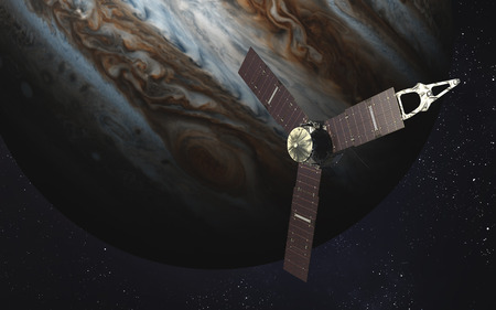 Juno sattelite orbiting Jupiter.