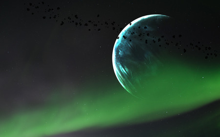 Universe scene with planets, stars and galaxies in outer space showing the beauty of space exploration.の写真素材