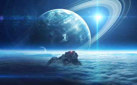 Infinite space background with nebulas and stars.の写真素材