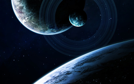 Deep space art. Nebulas, planets galaxies and stars in beautiful composition. Awesome for wallpaper...