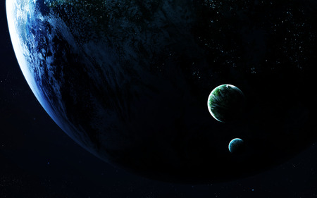 Deep space art. Nebulas, planets galaxies and stars in beautiful composition. Awesome for wallpaper...