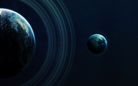 Deep space art. Nebulas, planets galaxies and stars in beautiful composition. Awesome for wallpaper and print.の写真素材