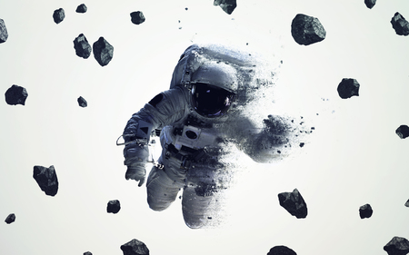 Astronaut in outer space modern minimalistic art. Dualtone, anaglyph. Elements of this image furnished by NASAの写真素材