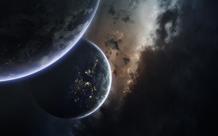 Science fiction space wallpaper, incredibly beautiful planets, galaxies, dark and cold beauty of...