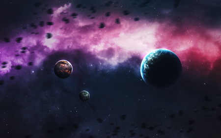 Unexplored planets of faraway space. Deep space image, science fiction fantasy in high resolution...