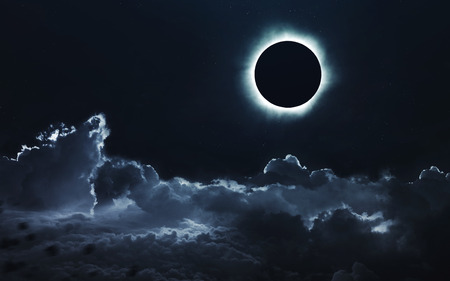 Solar eclipse. Deep space image, science fiction fantasy in high resolution ideal for wallpaper and...