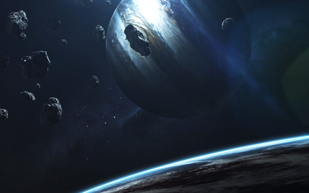 Cosmic landscape, beautiful science fiction wallpaper with endless deep space.