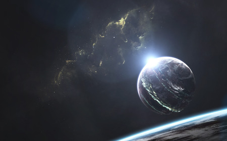 Deep space planets, awesome science fiction wallpaper, cosmic landscape.