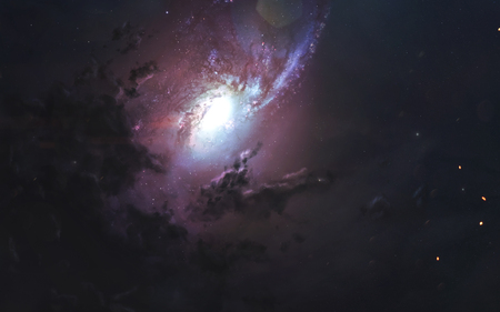 Beautiful spiral galaxy, awesome science fiction wallpaper , cosmic landscape.の写真素材