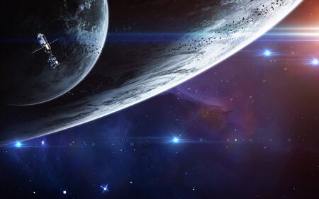 Universe scene with planets