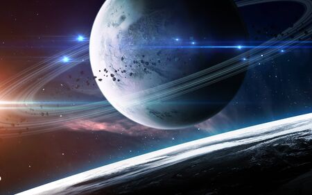 Universe scene with planets