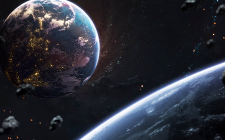 Deep space planets, awesome science fiction wallpaper, cosmic landscape