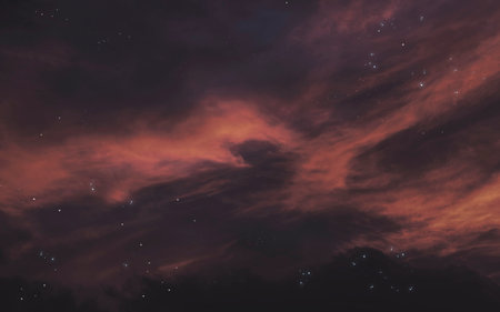 3D illustration of starfield and dust clouds in deep space. 5K realistic science fiction art.