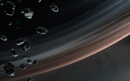 3D illustration of deep space gas giant planet. Science fiction 5K visualization. High quality...