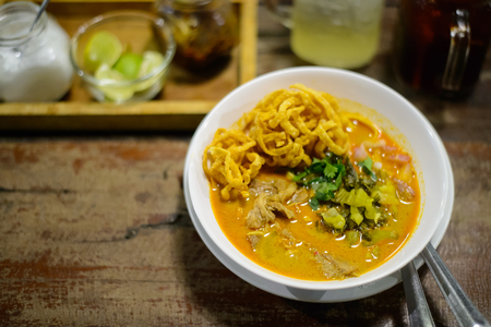 Khao-soi, northern thai noodle styleの写真素材