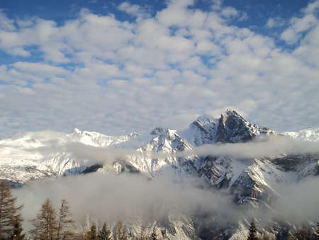 Sunny winter mountains