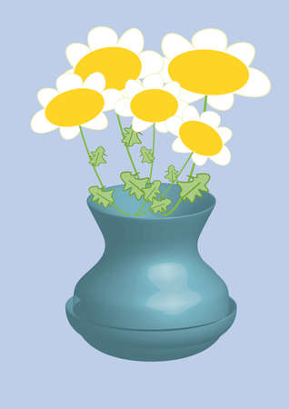 ox-eye daisy in vaseのイラスト素材