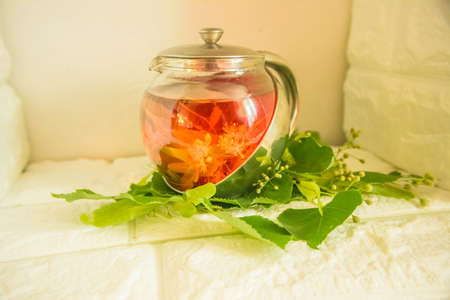 Tea with linden.の写真素材