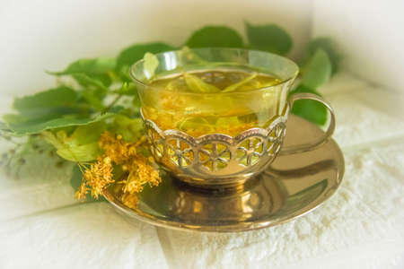 Tea with linden.の写真素材