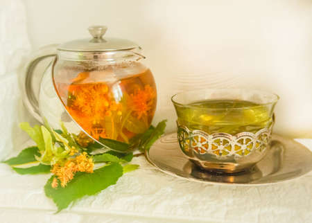 Tea with linden.の写真素材