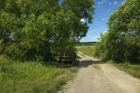 Bridge on a rural road, across the river Udyの写真素材